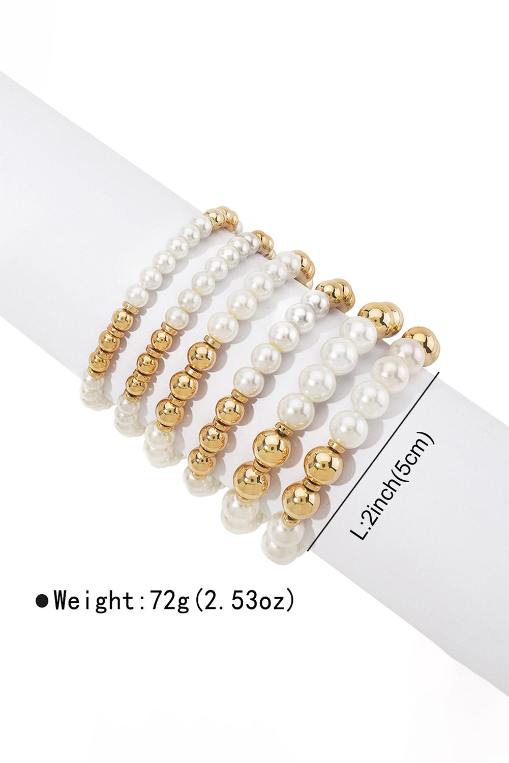 White 5pcs Pearl Beaded Bracelet Set 